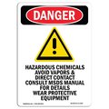 Signmission Safety Sign, OSHA Danger, 7" Height, Hazardous Chemicals, Portrait, D-57-V-1309 OS-DS-D-57-V-1309